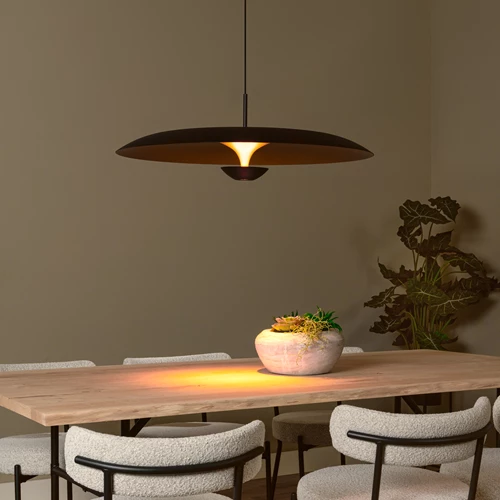Lucide KENNETH - Pendelleuchten - Ø 80 cm - LED Dim. - 1x22W 2700K - Schwarz | Premium - Atmosphäre 1
